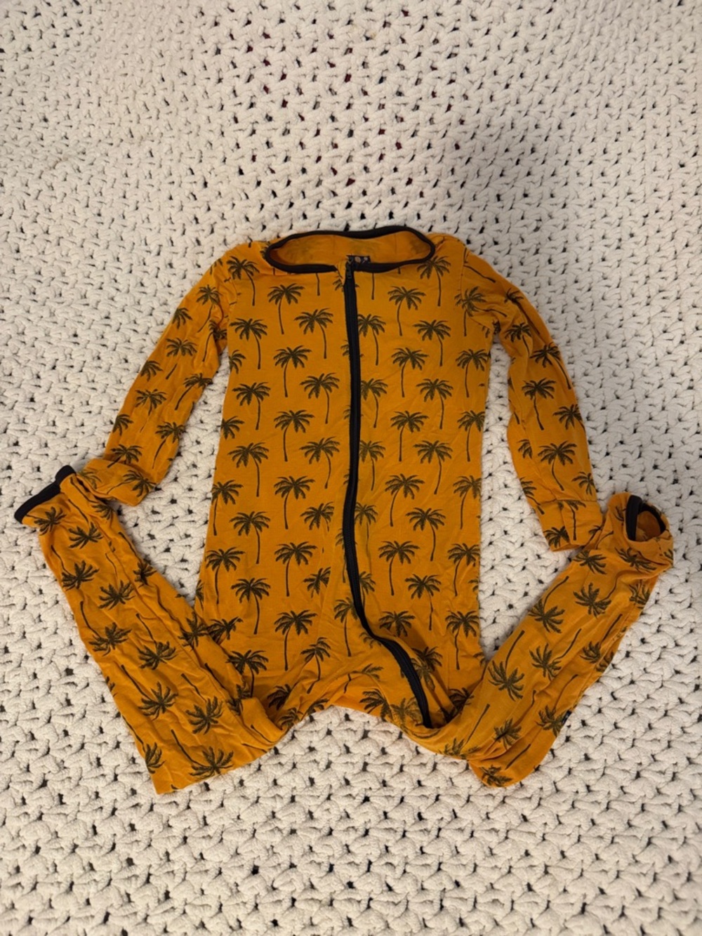 Kickee Pants Mustard Palm Tree Zipper Footie